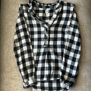 GAP Black and White Checkered Blouse